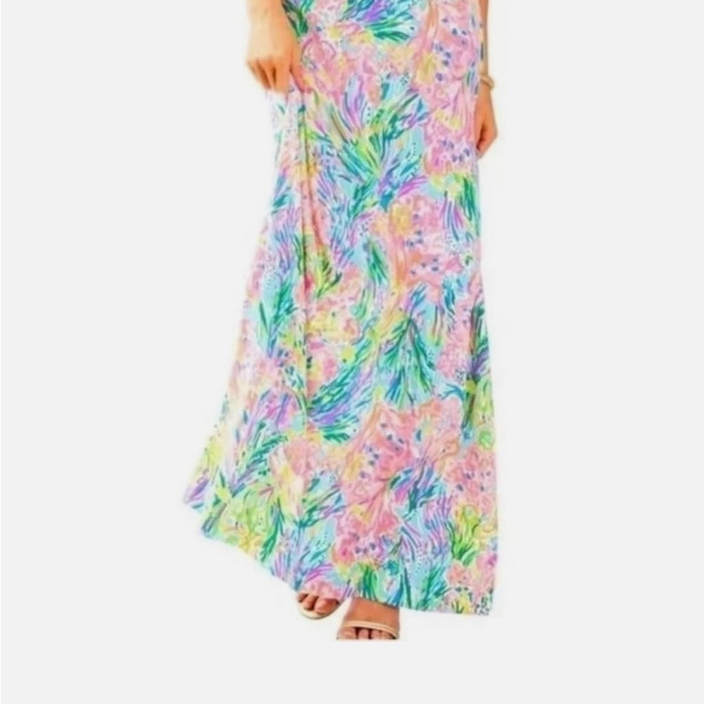 Lilly Pulitzer Pastel Floral Maxi Skirt - Pink, Green, Blue, Yellow